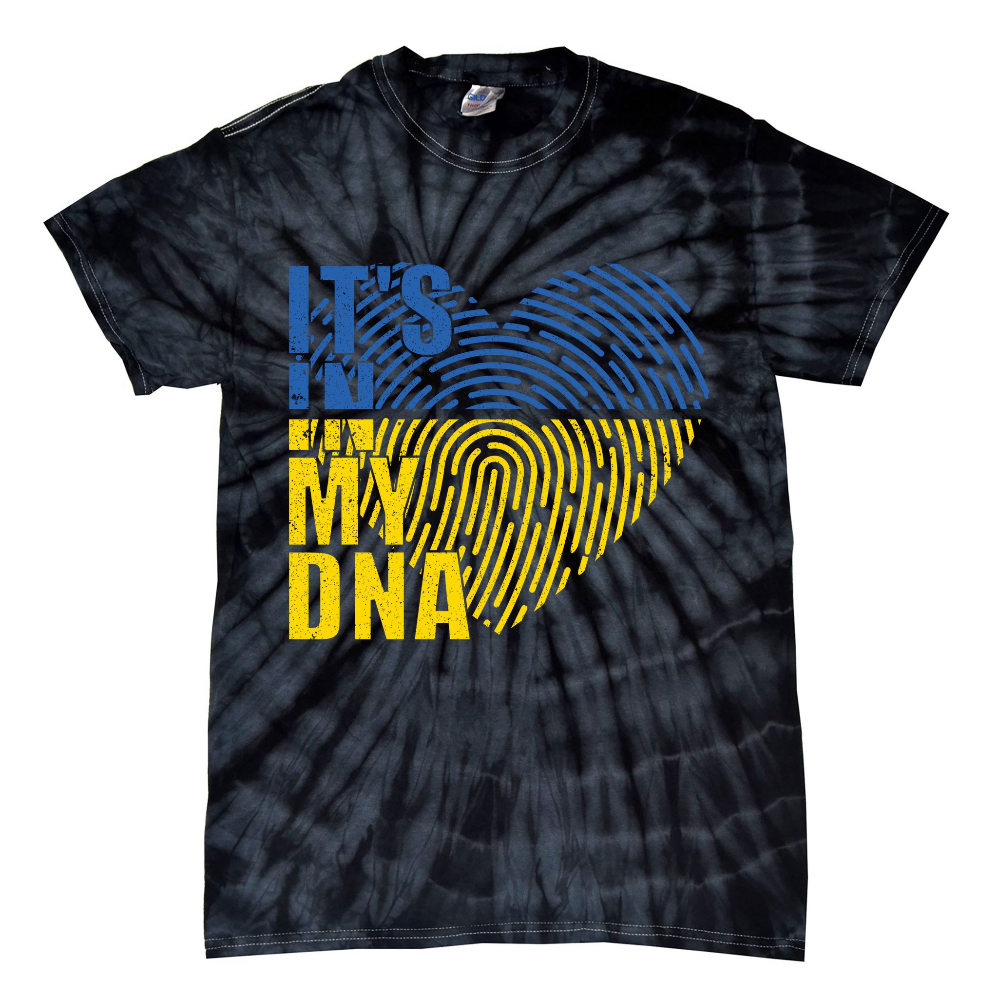 Its In My DNA Urkraine Flag Finger Print Tie-Dye T-Shirt