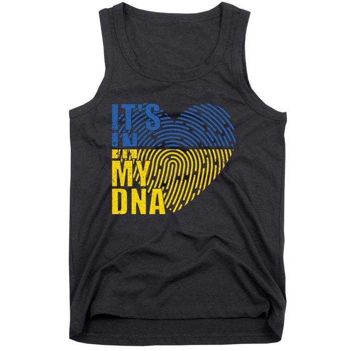 Its In My DNA Urkraine Flag Finger Print Tank Top