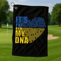 Its In My DNA Urkraine Flag Finger Print Golf Towel