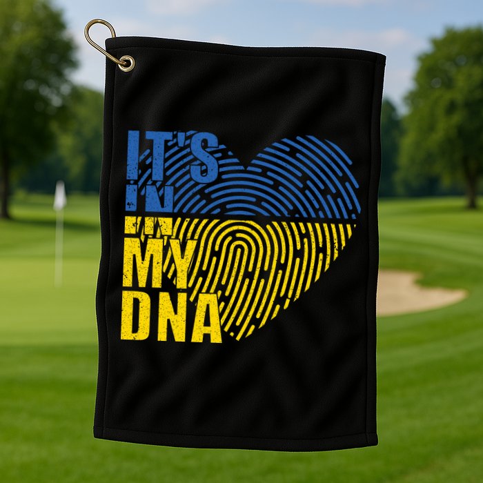 Its In My DNA Urkraine Flag Finger Print Golf Towel