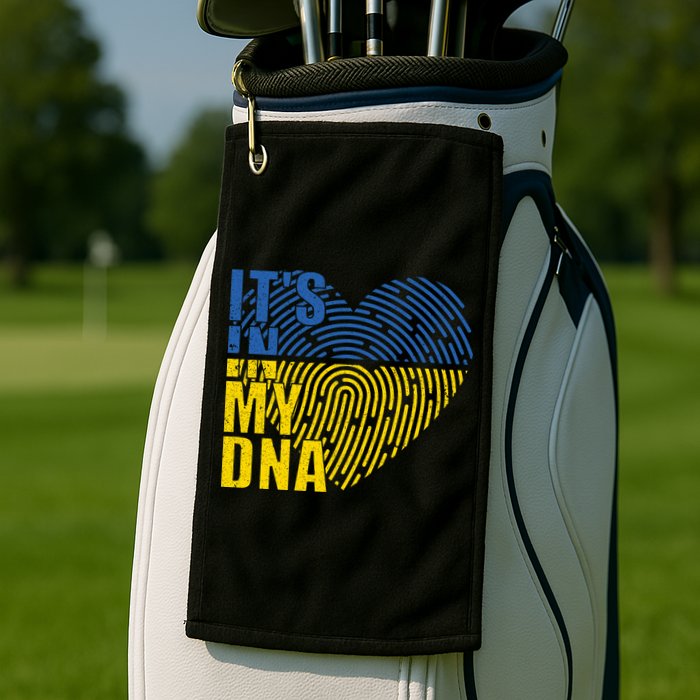 Its In My DNA Urkraine Flag Finger Print Golf Towel