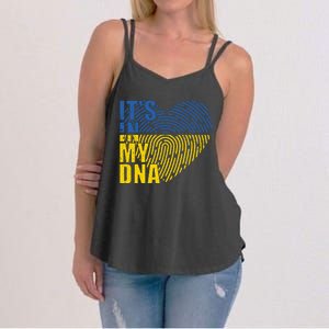 Its In My DNA Urkraine Flag Finger Print Women's Strappy Tank