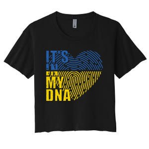 Its In My DNA Urkraine Flag Finger Print Women's Crop Top Tee