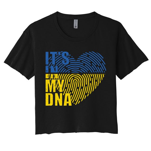 Its In My DNA Urkraine Flag Finger Print Crop Top