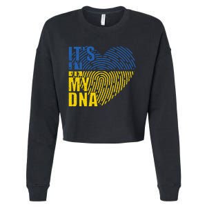 Its In My DNA Urkraine Flag Finger Print Cropped Pullover Crew