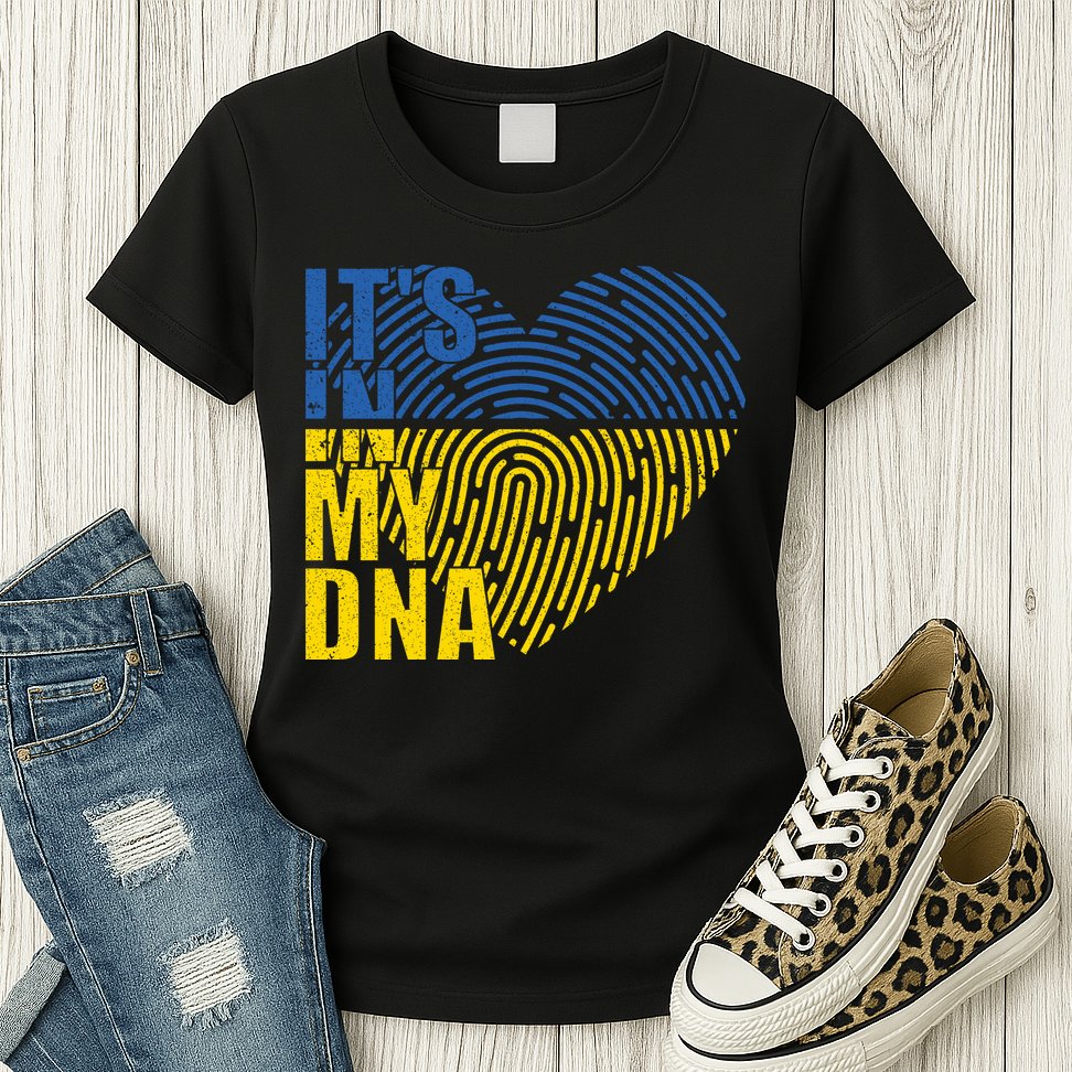 Its In My DNA Urkraine Flag Finger Print Womens T-Shirt
