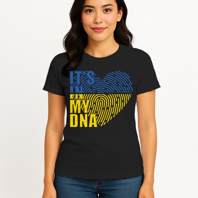 Its In My DNA Urkraine Flag Finger Print Womens T-Shirt