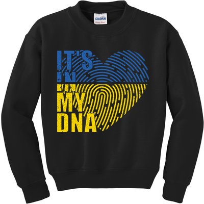 Its In My DNA Urkraine Flag Finger Print Kids Sweatshirt