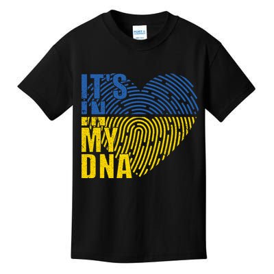 Its In My DNA Urkraine Flag Finger Print Kids T-Shirt