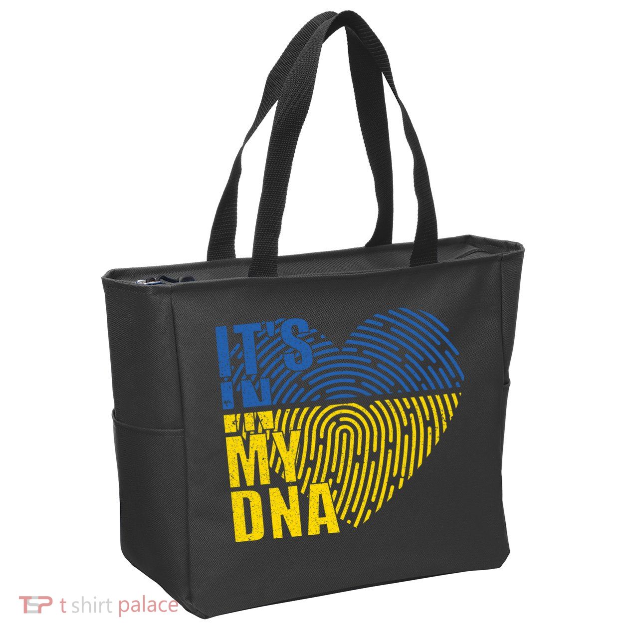 Its In My DNA Urkraine Flag Finger Print Zip Tote Bag