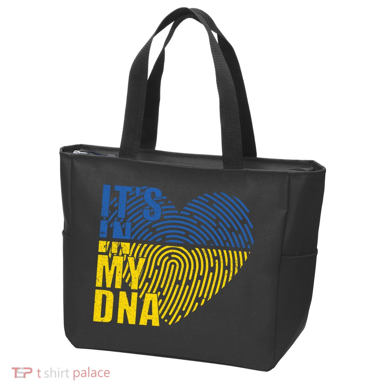 Its In My DNA Urkraine Flag Finger Print Zip Tote Bag