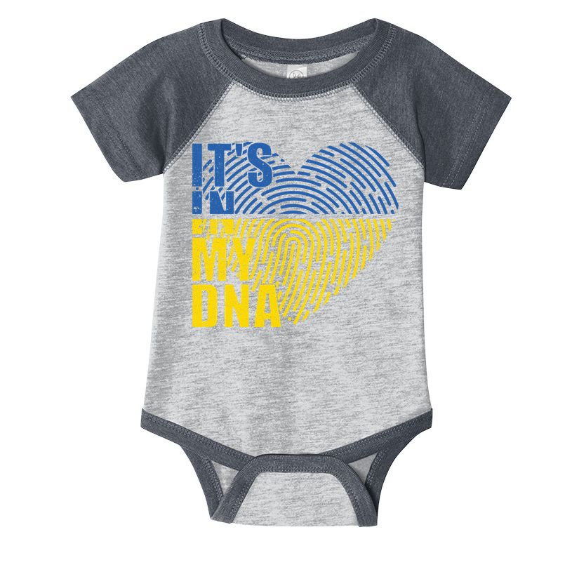 Its In My DNA Urkraine Flag Finger Print Infant Baby Jersey Bodysuit