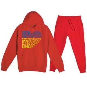 Its In My DNA Urkraine Flag Finger Print Premium Hooded Sweatsuit Set