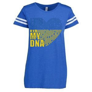 Its In My DNA Urkraine Flag Finger Print Enza Ladies Jersey Football T-Shirt