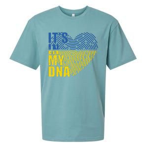 Its In My DNA Urkraine Flag Finger Print Sueded Cloud Jersey T-Shirt