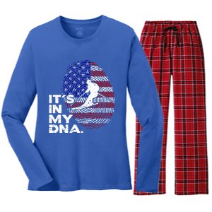 Its In My Dna Funny Ski Lovers Saying Gift Women's Long Sleeve Flannel Pajama Set 