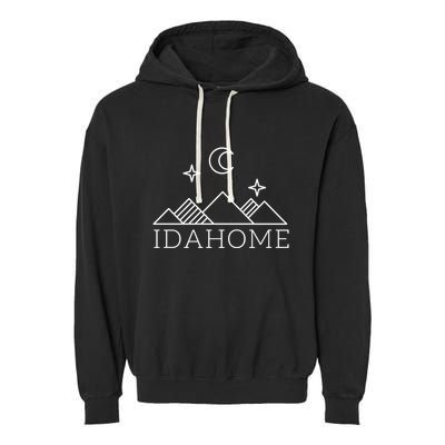 Idahome Idaho Mountain Vibes Moon Outdoor Camp Gift Garment-Dyed Fleece Hoodie