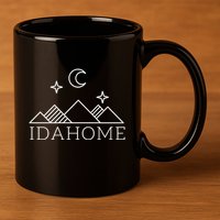 Idahome Idaho Mountain Vibes Moon Outdoor Camp Gift 11oz C Handle Ceramic Mug
