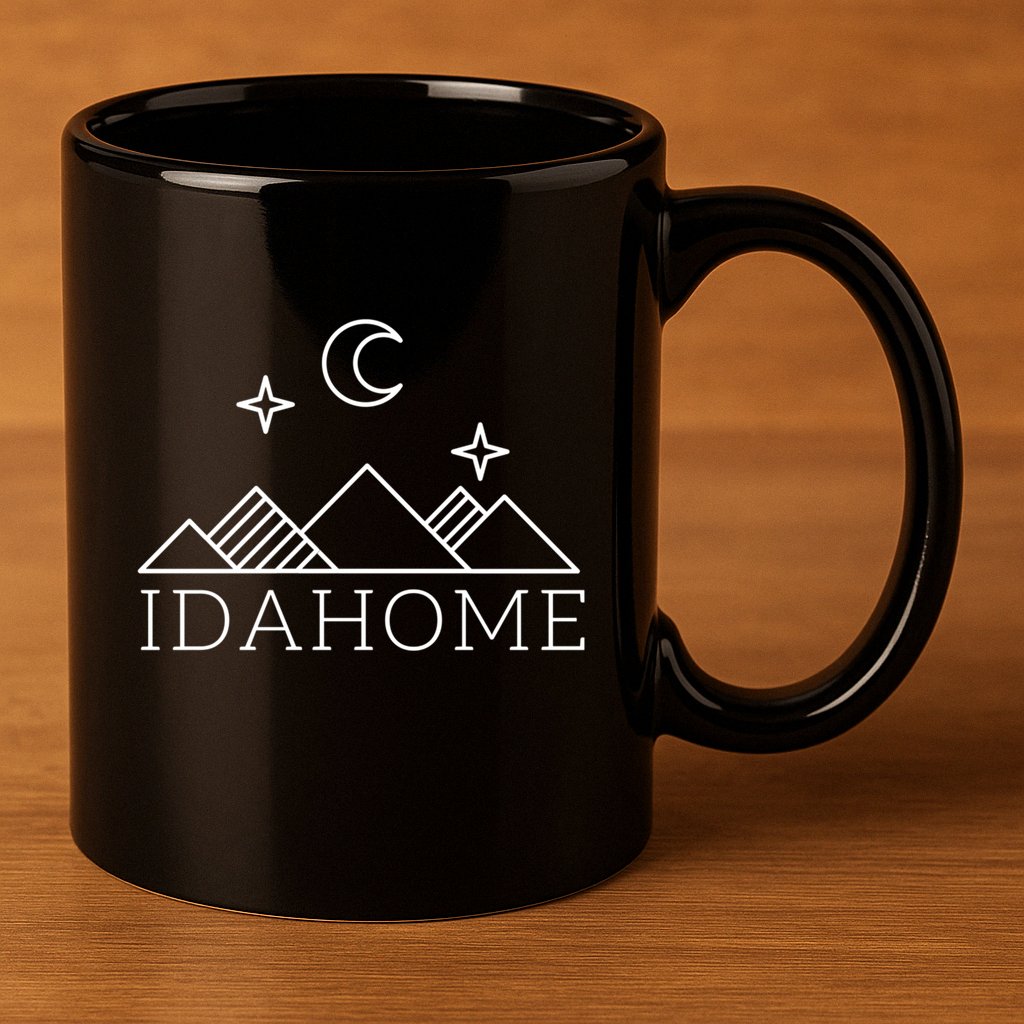 Idahome Idaho Mountain Vibes Moon Outdoor Camp Gift 11oz C Handle Ceramic Mug