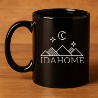 Idahome Idaho Mountain Vibes Moon Outdoor Camp Gift 11oz C Handle Ceramic Mug