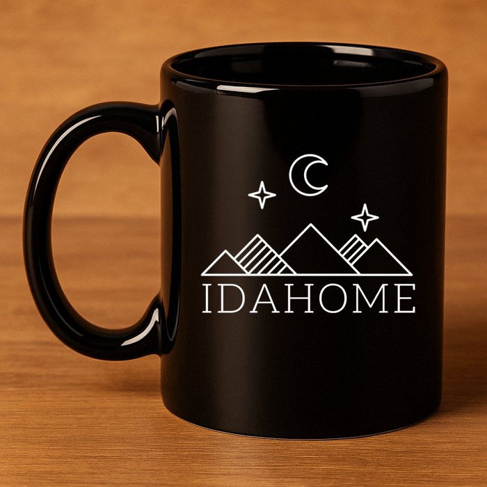 Idahome Idaho Mountain Vibes Moon Outdoor Camp Gift 11oz C Handle Ceramic Mug
