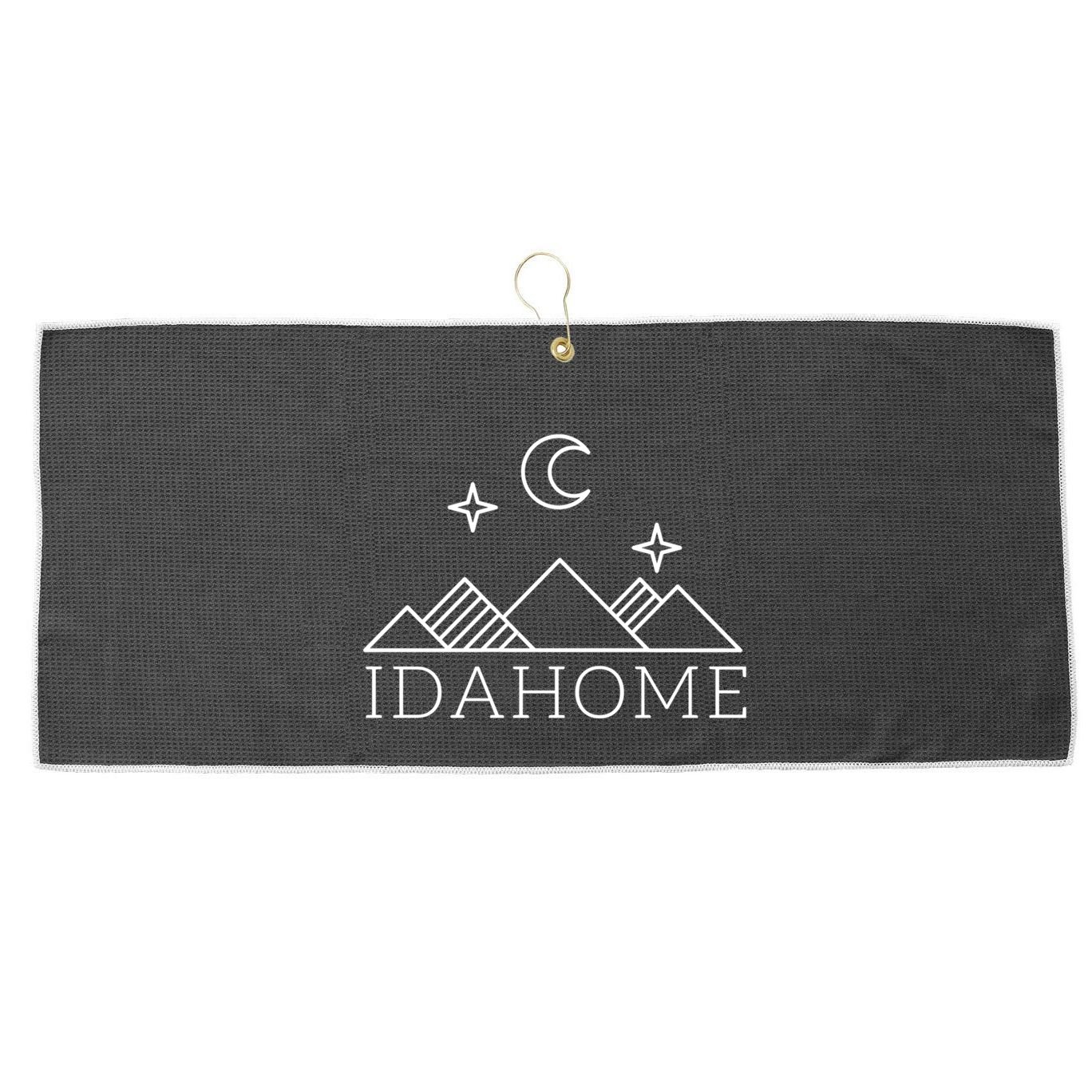 Idahome Idaho Mountain Vibes Moon Outdoor Camp Gift Large Microfiber Waffle Golf Towel