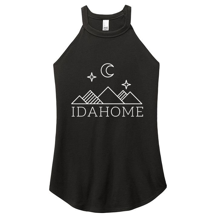 Idahome Idaho Mountain Vibes Moon Outdoor Camp Gift Women's Perfect Tri Rocker Tank