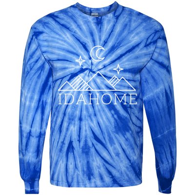 Idahome Idaho Mountain Vibes Moon Outdoor Camp Gift Tie-Dye Long Sleeve Shirt