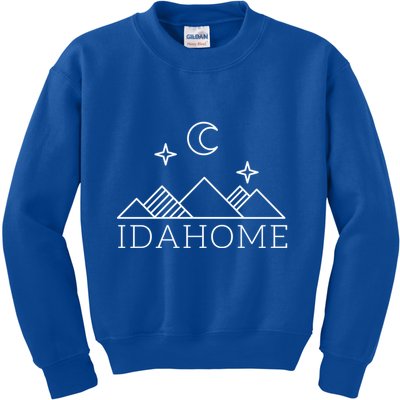 Idahome Idaho Mountain Vibes Moon Outdoor Camp Gift Kids Sweatshirt
