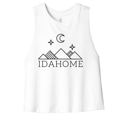 Idahome Idaho Mountain Vibes Moon Outdoor Camp Gift Women's Racerback Cropped Tank