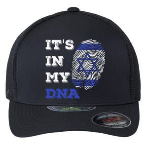 ItS In My Dna Israel Flag Fingerprint Israeli Patriotic Flexfit Unipanel Trucker Cap