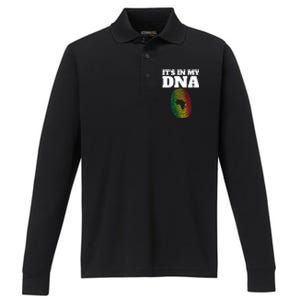 It's In My Dna Africa Black History Juneteenth Fingerprint Great Gift Performance Long Sleeve Polo