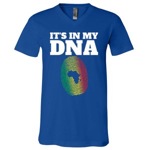 It's In My Dna Africa Black History Juneteenth Fingerprint Great Gift V-Neck T-Shirt