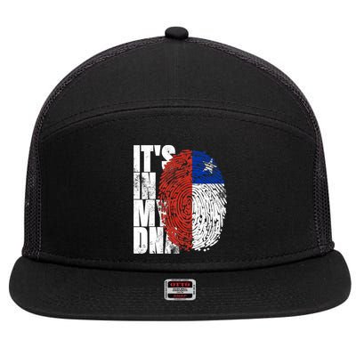 It's In My DNA Chilean Hispanic Gift Chileno Cool Chile Flag 7 Panel Mesh Trucker Snapback Hat