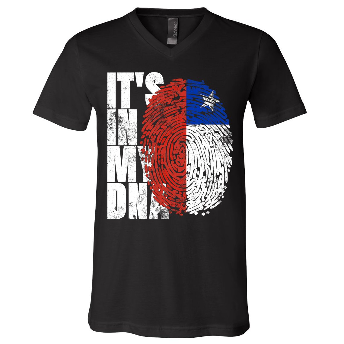 It's In My DNA Chilean Hispanic Gift Chileno Cool Chile Flag V-Neck T-Shirt