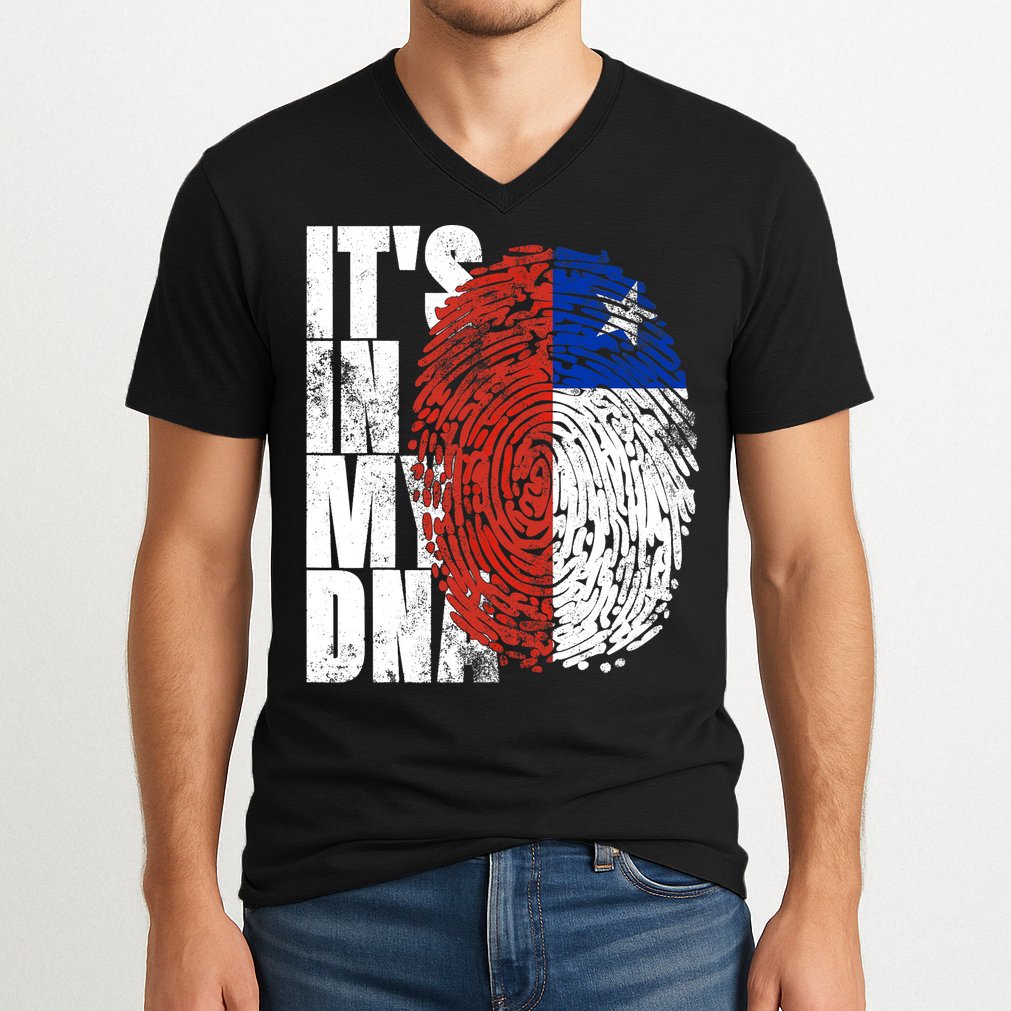 It's In My DNA Chilean Hispanic Gift Chileno Cool Chile Flag V-Neck T-Shirt