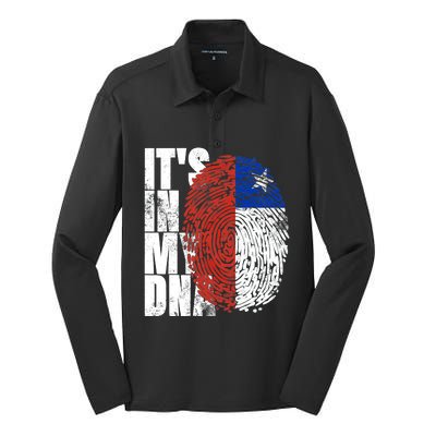 It's In My DNA Chilean Hispanic Gift Chileno Cool Chile Flag Silk Touch Performance Long Sleeve Polo