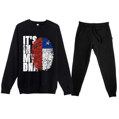 It's In My DNA Chilean Hispanic Gift Chileno Cool Chile Flag Premium Crewneck Sweatsuit Set