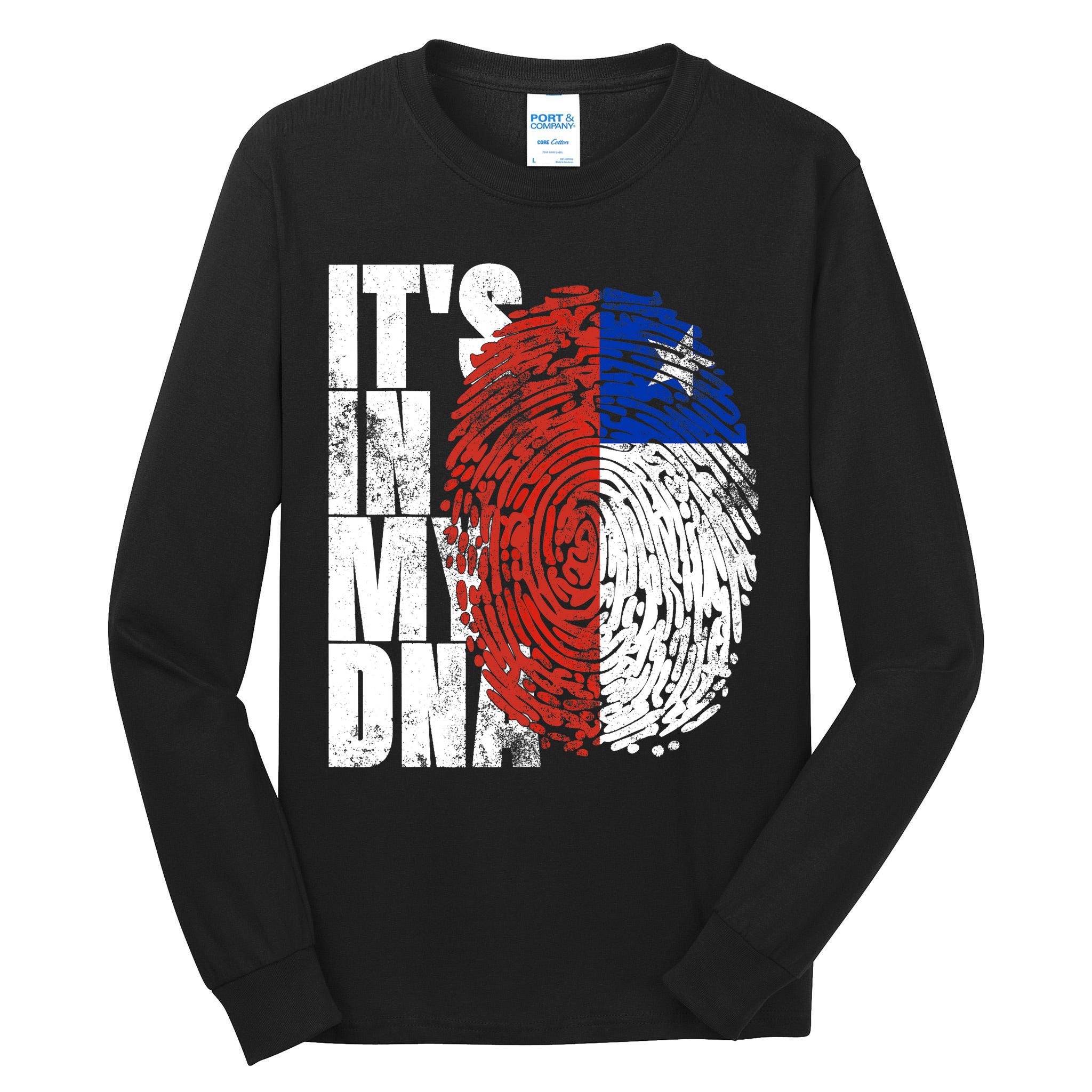 It's In My DNA Chilean Hispanic Gift Chileno Cool Chile Flag Tall Long Sleeve T-Shirt