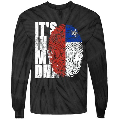 It's In My DNA Chilean Hispanic Gift Chileno Cool Chile Flag Tie-Dye Long Sleeve Shirt