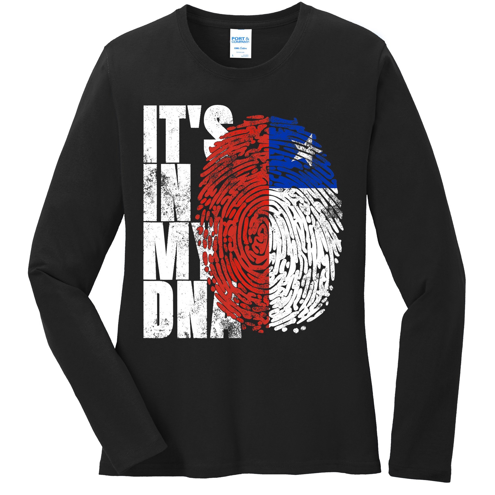 It's In My DNA Chilean Hispanic Gift Chileno Cool Chile Flag Ladies Long Sleeve Shirt