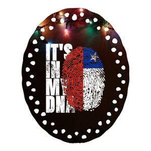 It's In My DNA Chilean Hispanic Gift Chileno Cool Chile Flag Ceramic Oval Ornament