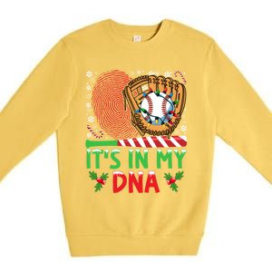 It’S In My Dna Baseball Christmas Lights Snowflakes Cute Gift Premium Crewneck Sweatshirt