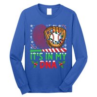 It’S In My Dna Baseball Christmas Lights Snowflakes Cute Gift Long Sleeve Shirt