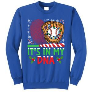 It’S In My Dna Baseball Christmas Lights Snowflakes Cute Gift Sweatshirt