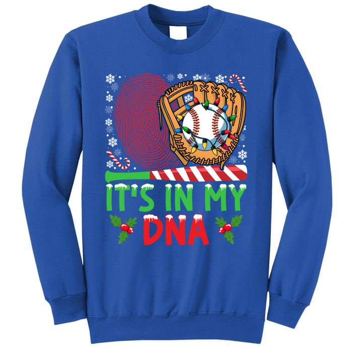 It’S In My Dna Baseball Christmas Lights Snowflakes Cute Gift Sweatshirt