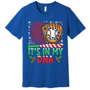 It’S In My Dna Baseball Christmas Lights Snowflakes Cute Gift Premium T-Shirt