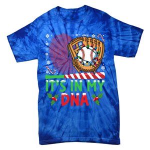 It’S In My Dna Baseball Christmas Lights Snowflakes Cute Gift Tie-Dye T-Shirt