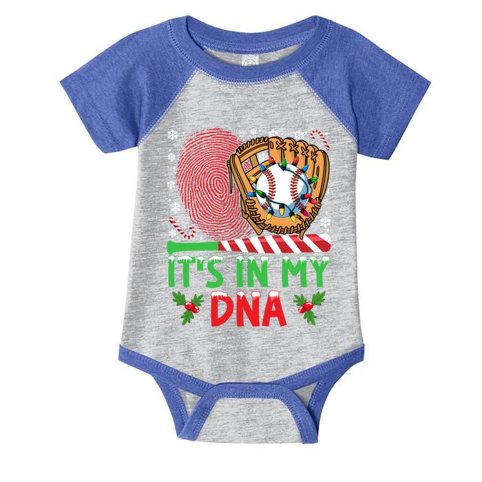 It’S In My Dna Baseball Christmas Lights Snowflakes Cute Gift Infant Baby Jersey Bodysuit