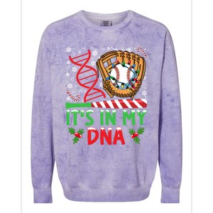 It’S In My Dna Baseball Christmas Lights Snowflakes Great Gift Colorblast Crewneck Sweatshirt